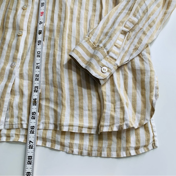 J Jill Love Linen 100% Linen Button Front Shirt Long Sleeve in Sandbar Medium - Picture 8 of 13